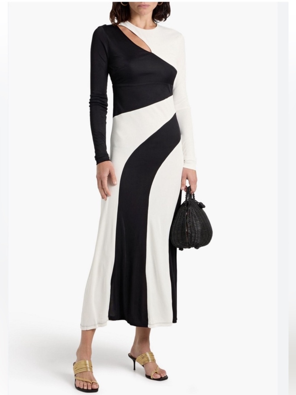 FARM Rio Cut-Out Long Sleeve Midi Dress Size XS